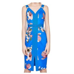 Ted Baker Blue Harmony Midi Bodycon Dress Size 3